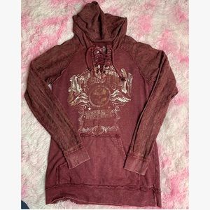 NWOT Affliction Lace Longsleeve Hoodie Size Large